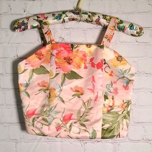 Speechless Kids Satin Tropical Floral Print Crop Tank Blush Pink Kids Size 12